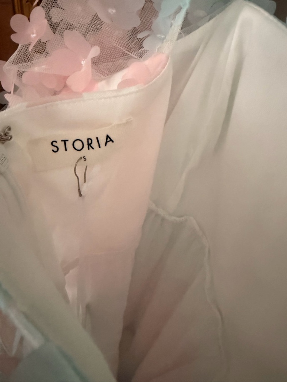 Storia Pink & Blue Floral Appliqué Mini Dress - Picture 4 of 9